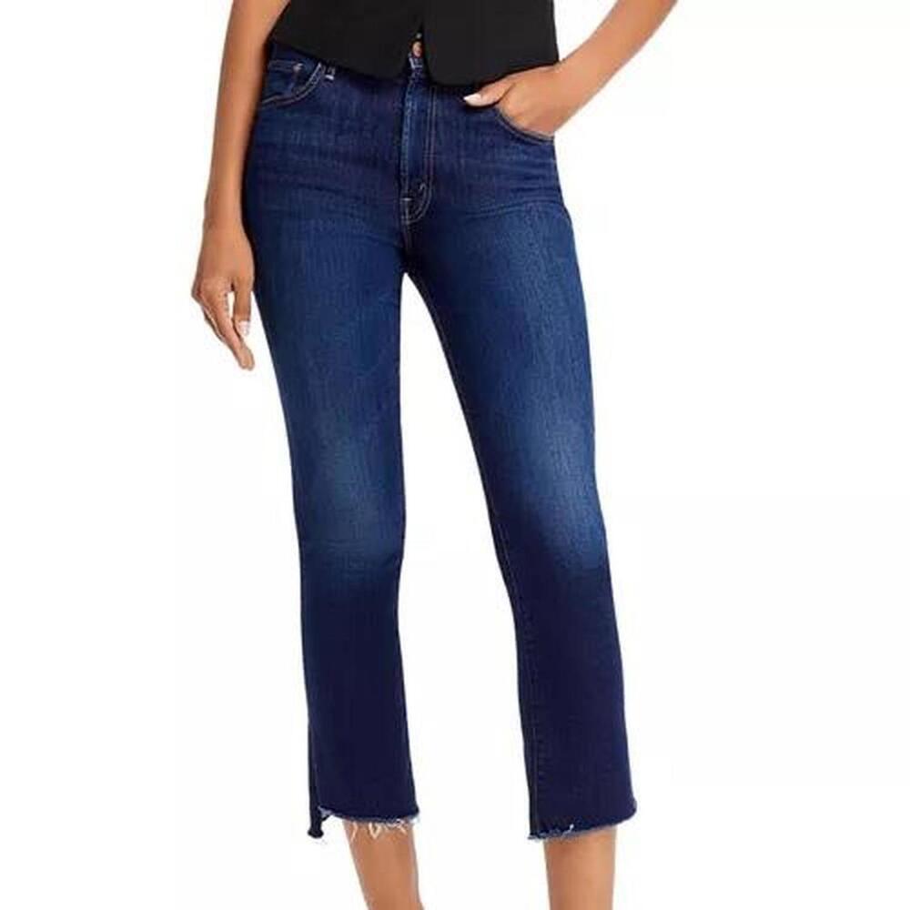 Mother The Insider High Rise Crop Step Fray Bootcut Jeans in Off Limits size 26”